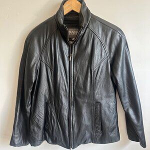Wilson's Leather Jacket Womens Medium Thinsulate With Liner Black Zip Up *READ*